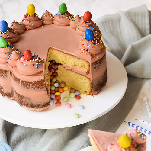 Gâteau surprise vanille-fraise